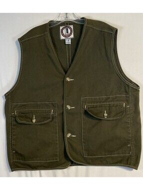 VINTAGE Legal Jeans Olive Green Denim Utility Vest M Fits Like L